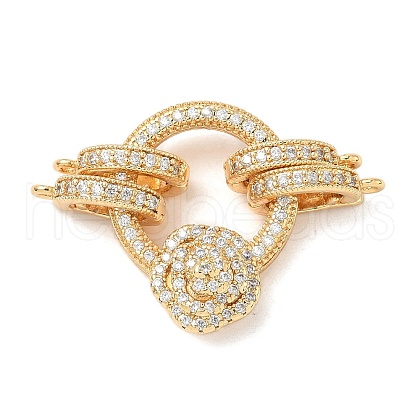 Brass Micro Pave Clear Cubic Zirconia Fold Over Clasps KK-U059-47G-1