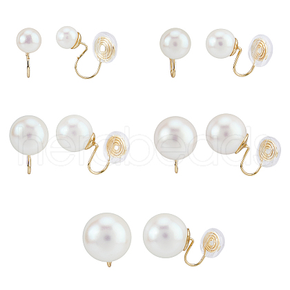 FIBLOOM 5 Pairs 5 Size Imitation Pearl Cuff Earrings EJEW-FI0002-54-1