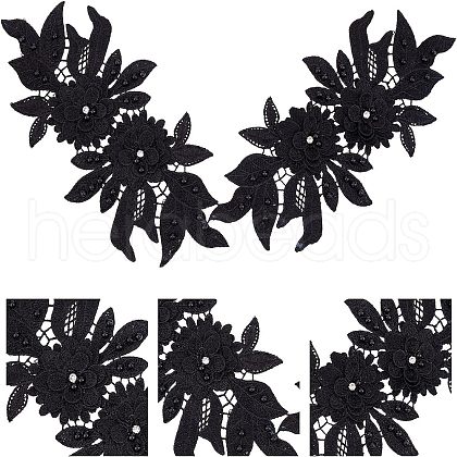 Polyester Embroidered Floral Lace Collar DIY-WH0326-47B-1