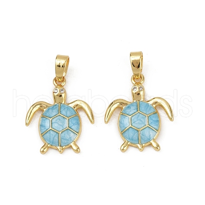 Brass Micro Pave Cubic Zirconia Pendants KK-C093-09G-02-1