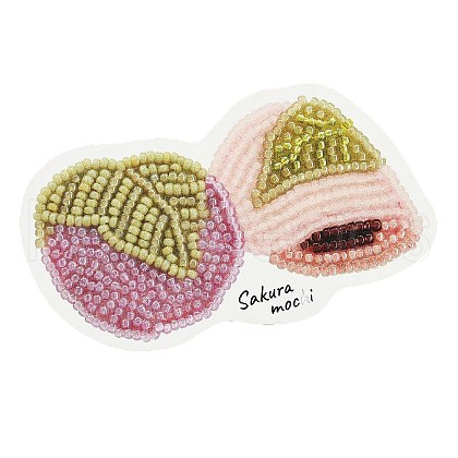 MIYUKI Seed Beads Sakura Mochi Brooch Making Kits DIY-H165-04B-1