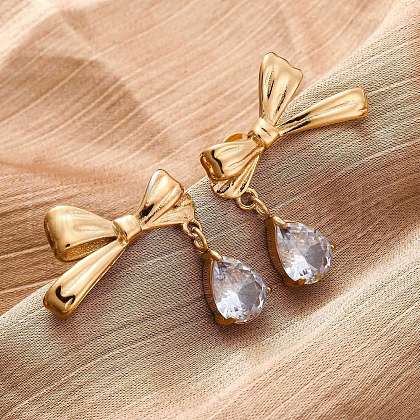 304 Stainless Steel Rhinestone Stud Earrings EJEW-Z098-09G-1