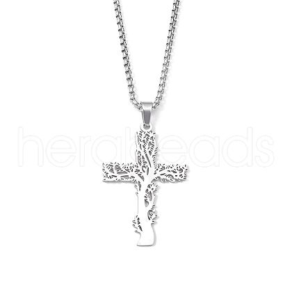 201 Stainless Steel Pendant Necklaces for Man NJEW-Q336-03A-P-1