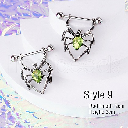 316L Surgical Stainless Steel Pave Yellow Green Cubic Zirconia Nipple Stirrup FS-WGDE58A-09-1