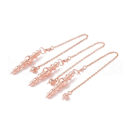 Rack Plating Brass Cable Chain Pointed Dowsing Pendulums HJEW-G016-02RG-1