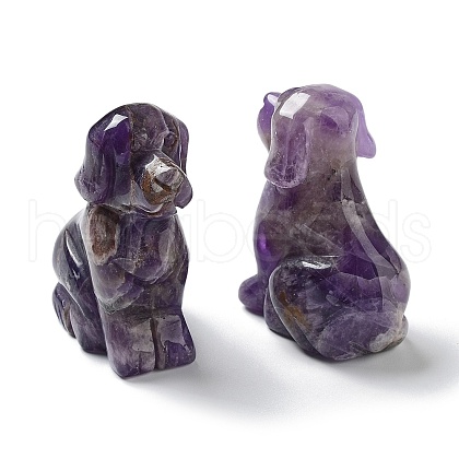 Natural Amethyst Carved Healing Dog Figurines DJEW-F025-01D-1