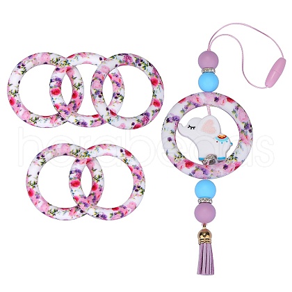 5Pcs Ring Food Grade Eco-Friendly Silicone Focal Beads JX893H-1