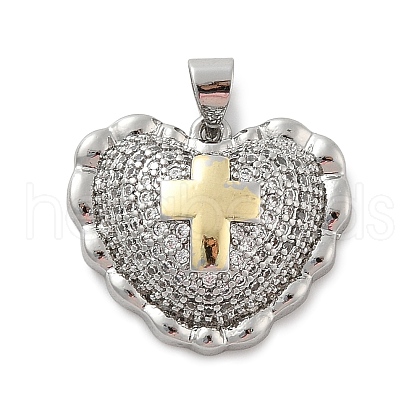Brass Micro Pave Cubic Zirconia Pendants KK-C091-02B-PG-1