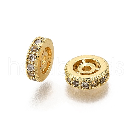 Brass Micro Pave Cubic Zirconia Beads KK-C106-24B-02-1