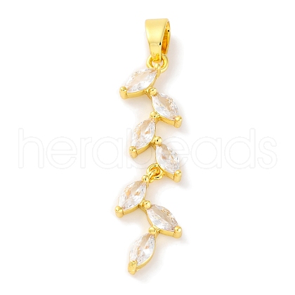 Rack Plating Brass Micro Pave Cubic Zirconia Pendants KK-F881-01G-1