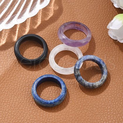 Natural Gemstone Plain Band Ring for Women RJEW-P044-01A-M-1