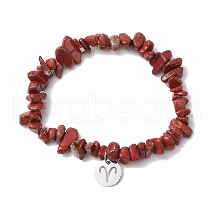 Natural Red Jasper Stretch Bracelets BJEW-JB11147-01-1