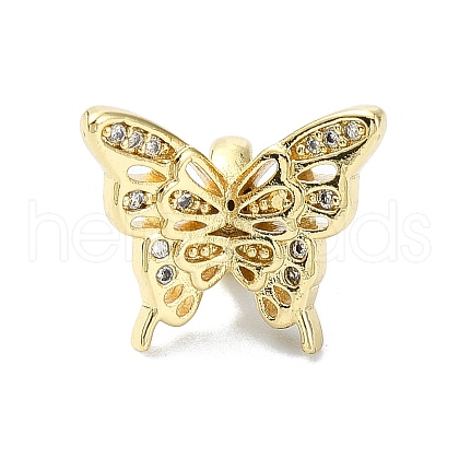 Rack Plating Brass Micro Pave Clear Cubic Zirconia Beads KK-U014-09G-1
