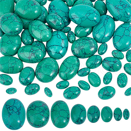   66Pcs 8 Styles Dyed Synthetic Turquoise Cabochons G-PH0002-67-1