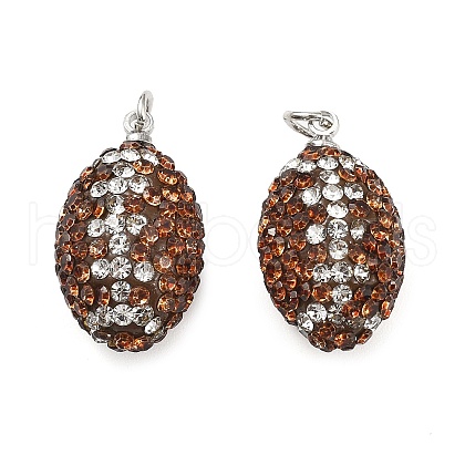Polymer Clay Rhinestone Pendants CLAY-NH0001-02-1