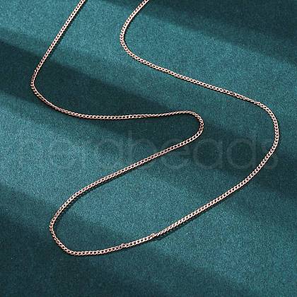Long-Lasting Plated Brass Curb Chain Necklaces NJEW-K112-07RG-NF-1