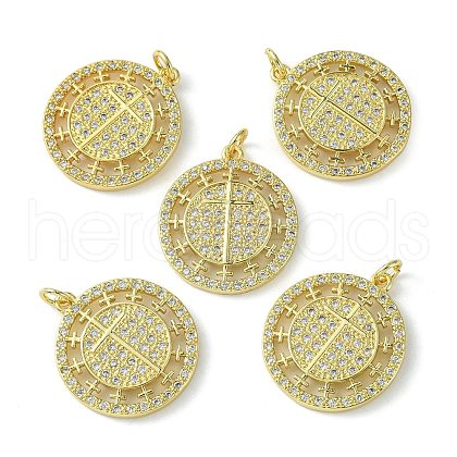 Rack Plating Brass Micro Pave Cubic Zirconia Pendants KK-K332-13G-1