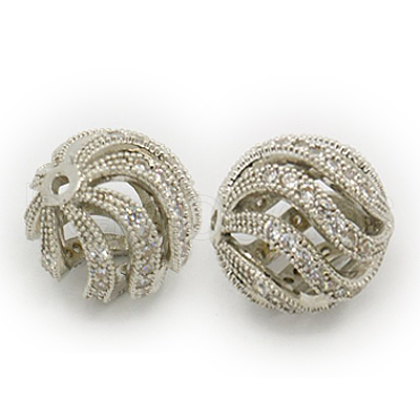 Brass Cubic Zirconia Beads ZIRC-F001-30P-1