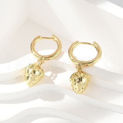 Brass Strawberry Hoop Earrings EJEW-M077-19G-01-1