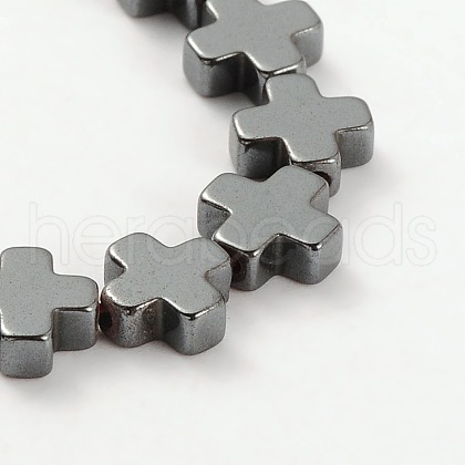 Electroplate Gorgeous Cross Non-magnetic Synthetic Hematite Beads Strands G-L268-18-1