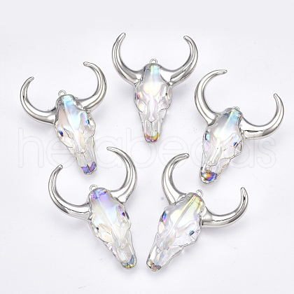 Electroplate Glass Big Pendants GLAA-S130-16B-1