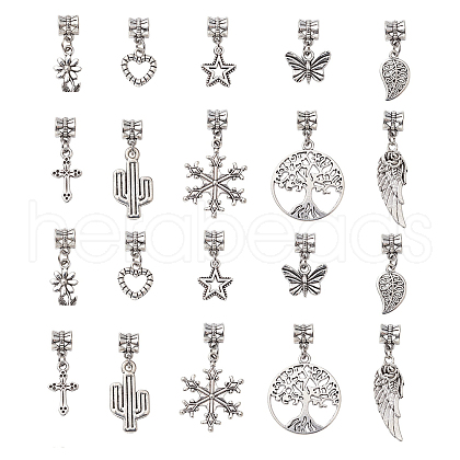 50Pcs 10 Styles Tibetan Style Alloy European Dangle Charms PALLOY-CJ0002-74-1
