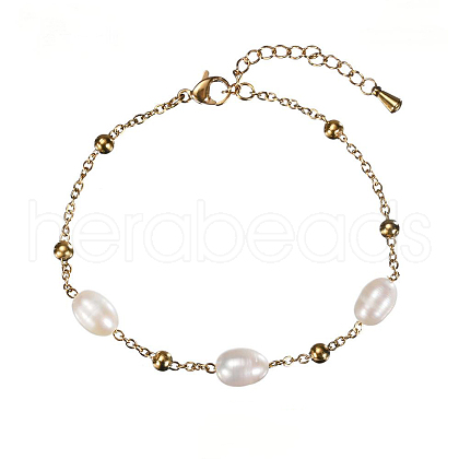 Mother's Day Jewellery Real 18K Gold Plated Stainless Steel Freshwater Pearl Handmade Chain Bracelets for Women FW1421-5-1