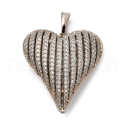 Brass Micro Pave Clear Cubic Zirconia Pendants KK-U076-19P-1