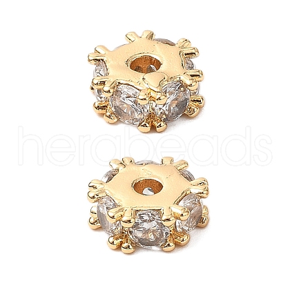 Brass Micro Pave Cubic Zirconia Beads KK-A259-03G-1