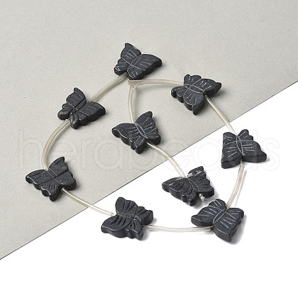 Natural Black Stone Beads Strands G-B136-A07-1