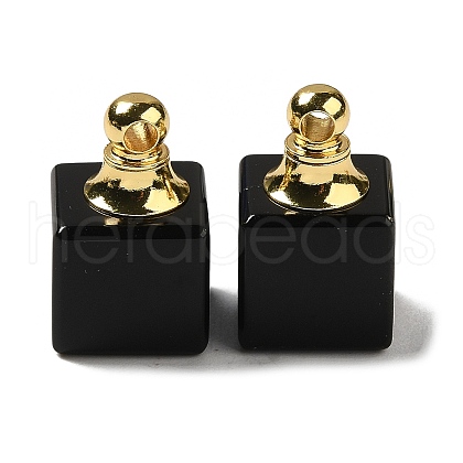 Natural Obsidian Perfume Bottle Pendants G-Z039-04G-03-1