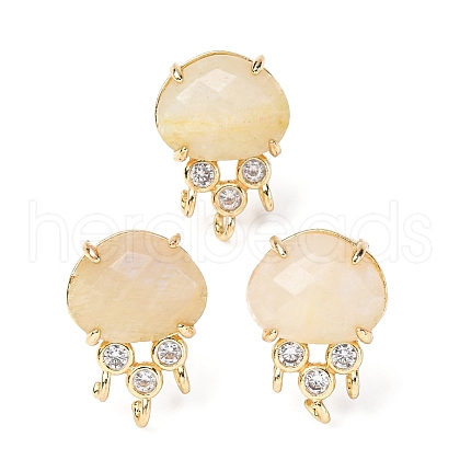 Brass Micro Pave Cubic Zirconia Stud Earring Findings with Natural Moonstone KK-Z096-05G-13-1