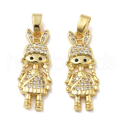 Girl Brass Micro Pave Cubic Zirconia Pendants KK-M325-15B-G-1