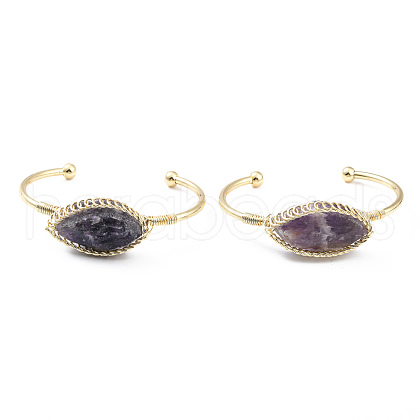 Natural Amethyst Horse Eye Wrapped Cuff Bangle G-D458-02G-07-RS-1