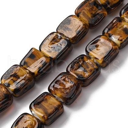 Handmade Gold Sand Lampwork Beads Strands LAMP-Q045-02A-1