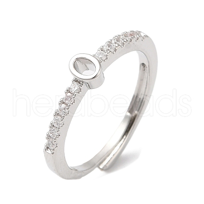 Rack Plating Brass Clear Cubic Zirconia Number 0 Adjustable Rings for Women RJEW-S407-09P-10-1