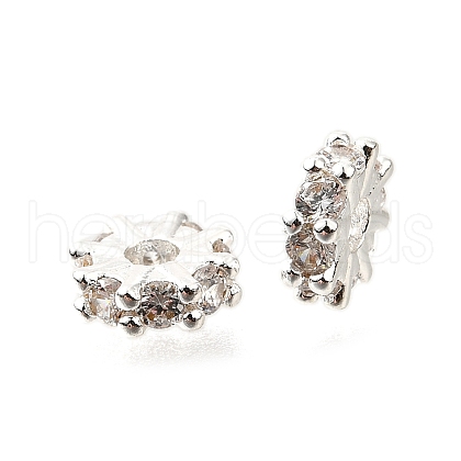 Flat Round Brass Micro Pave Cubic Zirconia Spacer Beads KK-L230-01P-01-1