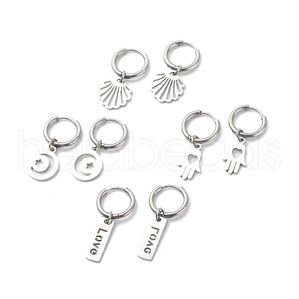 Non-Tarnish 304 Stainless Steel Dangle Hoop Earrings for Women EJEW-JE05037-1