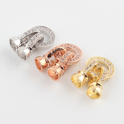 Brass Micro Pave Cubic Zirconia Fold Over Clasps ZIRC-P003-27-1