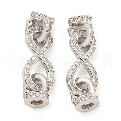 925 Sterling Silver Micro Pave Cubic Zirconia Fold Over Clasps STER-B005-47P-1