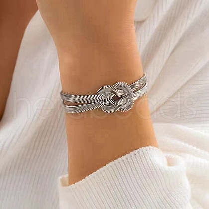 304 Stainless Steel Snake Chain Bracelets for Women BJEW-G744-01P-1