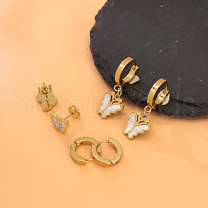 3 Pairs 304 Stainless Steel Butterfly Stud Earring Sets TZ7718-2-1