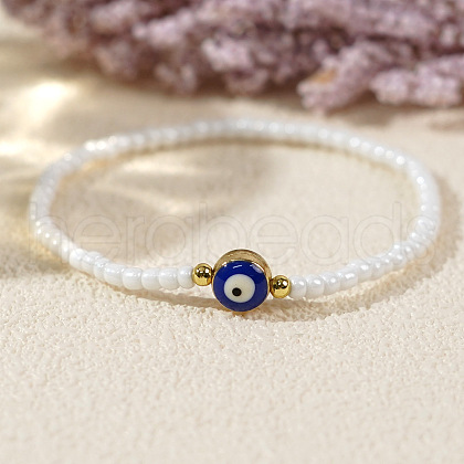 Evil Eye & Glass Seed Bead Stretch Bracelets HU1400-1