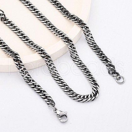 4.5MM 201 Stainless Steel Cuban Link Chain Necklaces NJEW-Q013-14C-1