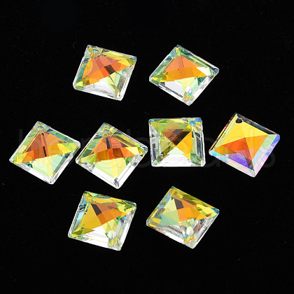 Electroplate Glass Charms EGLA-N006-021B-04-1