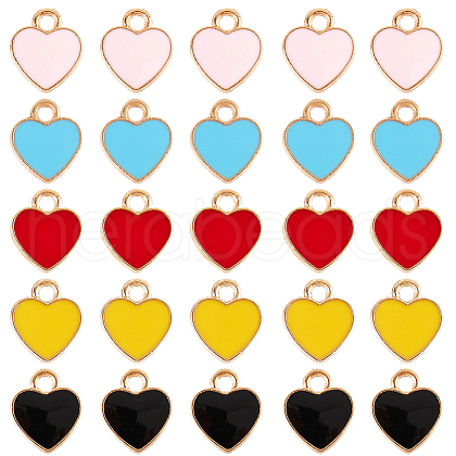 SUNNYCLUE 100Pcs 5 Colors Alloy Enamel Charms ENAM-SC0005-32-1
