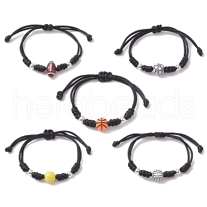 Adjustable Nylon Thread Braided Bead Bracelets Sets BJEW-JB10079-1