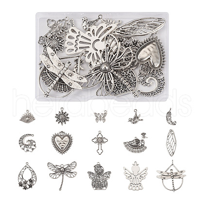 Kissitty 30Pcs 15 Style Tibetan Style Alloy Pendants FIND-KS0001-26-1