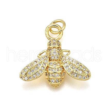 Rack Plating Brass Micro Pave Cubic Zirconia Pendants KK-K401-91G-1