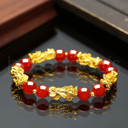 Glass Round Bead Stretch Bracelets WG0941C-05-1